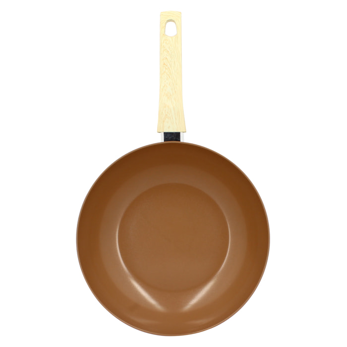 Wok en revêtement céramique 28cm noisette - tous feux COLORAMA
