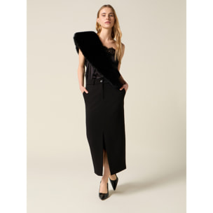 Oltre - Vestido tubo bimaterial - Negro