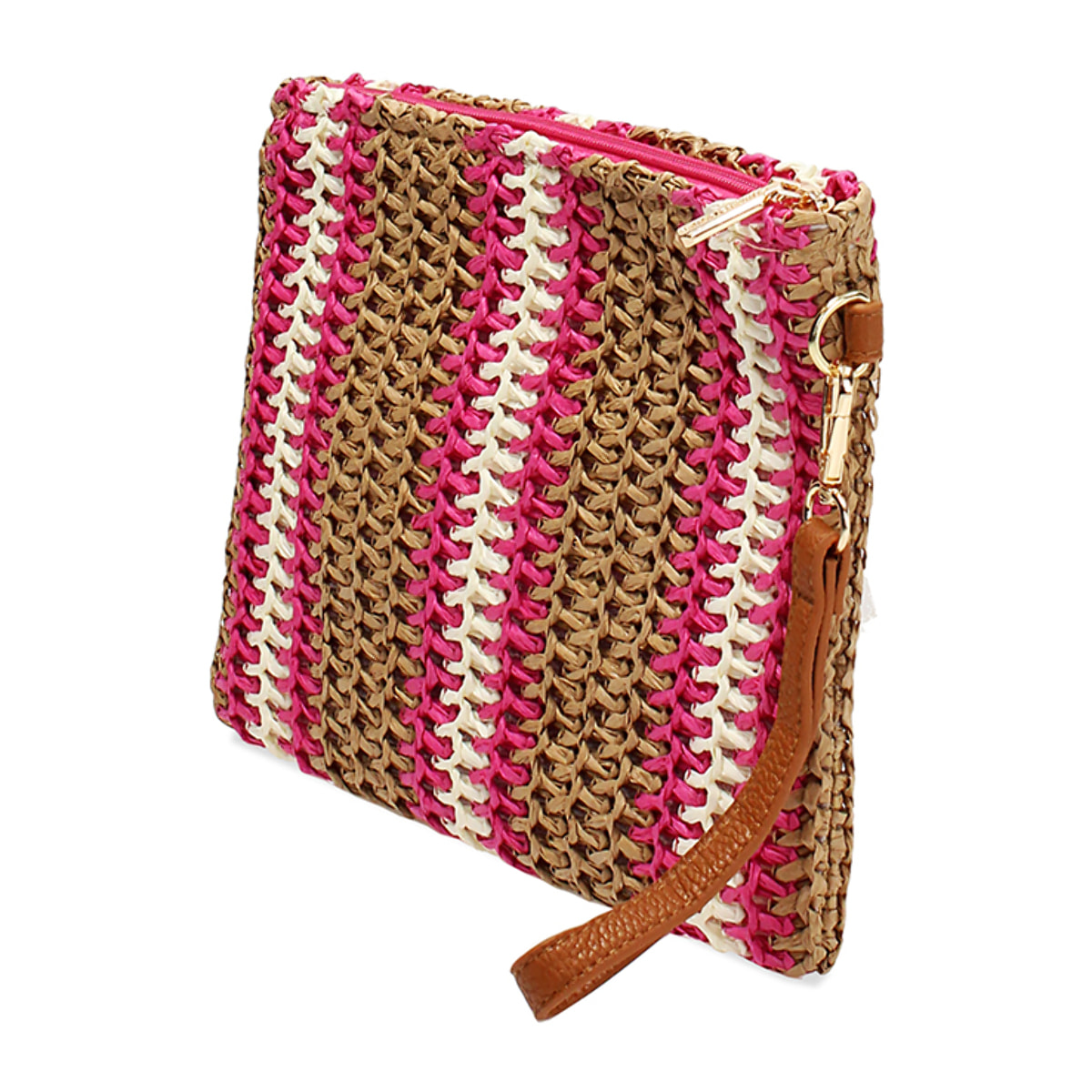 Pochette donna mare fucsia in raffia