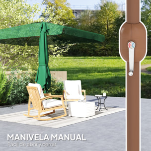 Sombrilla de Terraza Exterior 300x200 cm Parasol de Terraza Exterior con Ángulo Ajustable Mástil de Aluminio Manivela y Protección UV 50+ Sombrilla para Jardín Patio Verde Oscuro