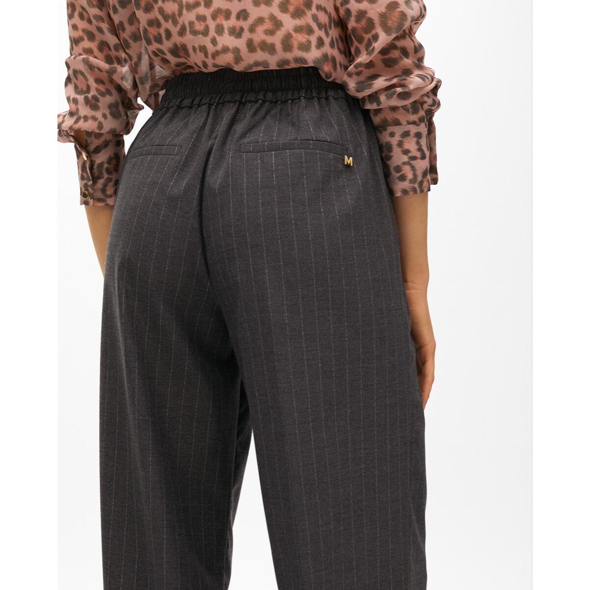 Pantaloni dritti a righe con elastico in vita