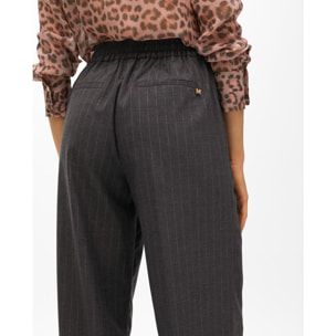 Pantaloni dritti a righe con elastico in vita