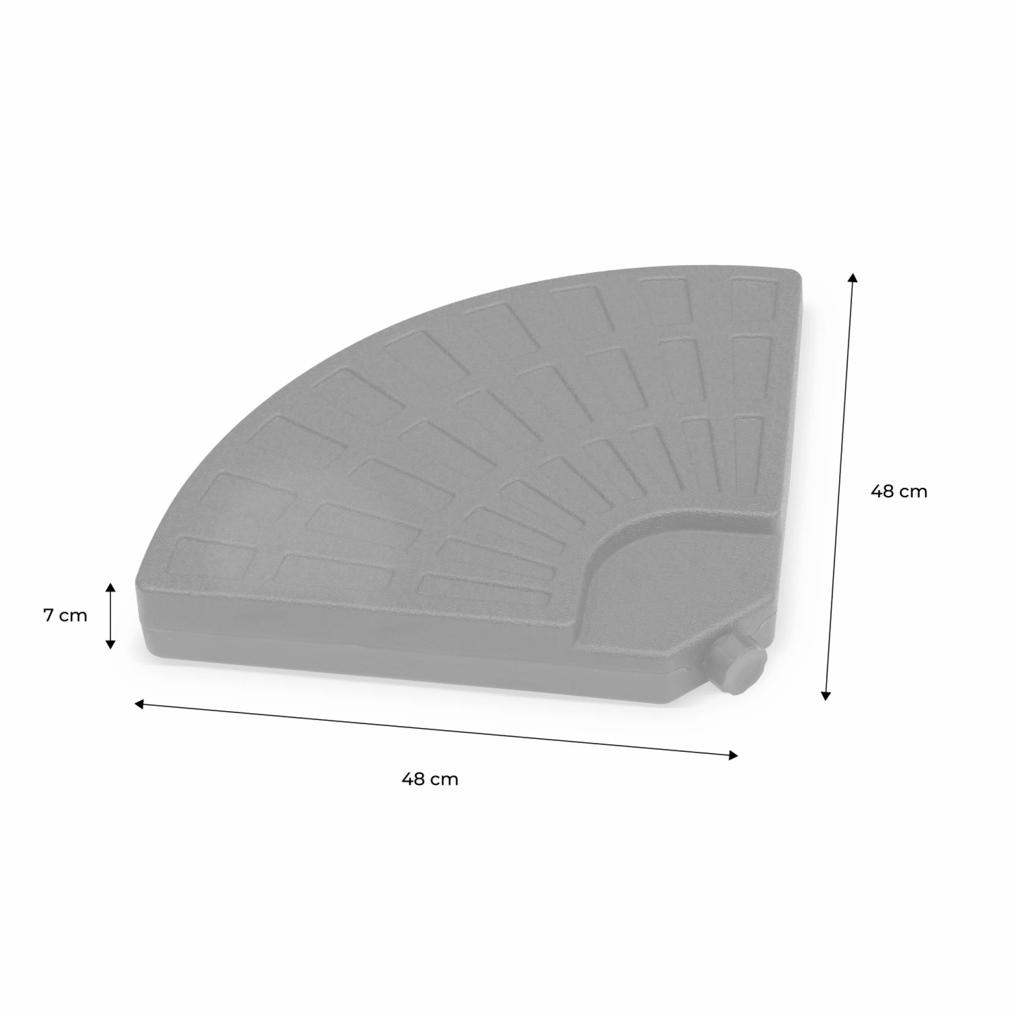 Lot de 4 dalles arrondies 48x48cm à lester - Pour parasol déporté avec pied type "croix". base. socle. poids