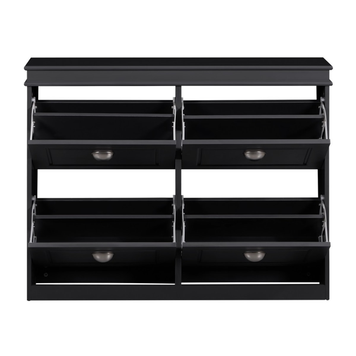 Mobile scarpiera grigio moderno con 4 ribalte 105x24x82 cm design bugnato- Vittoria