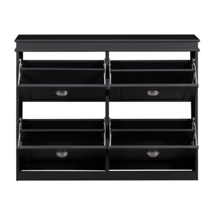 Mobile scarpiera grigio moderno con 4 ribalte 105x24x82 cm design bugnato- Vittoria