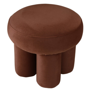 LEOPOLD - Pouf forme design n°2 en tissu effet velours marron