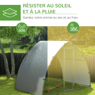 Enclos poulailler chenil 5,75 m² - toit anti-UV, porte verouillable - dim. 3,04L x 1,9l x 2,2H m - acier galvanisé