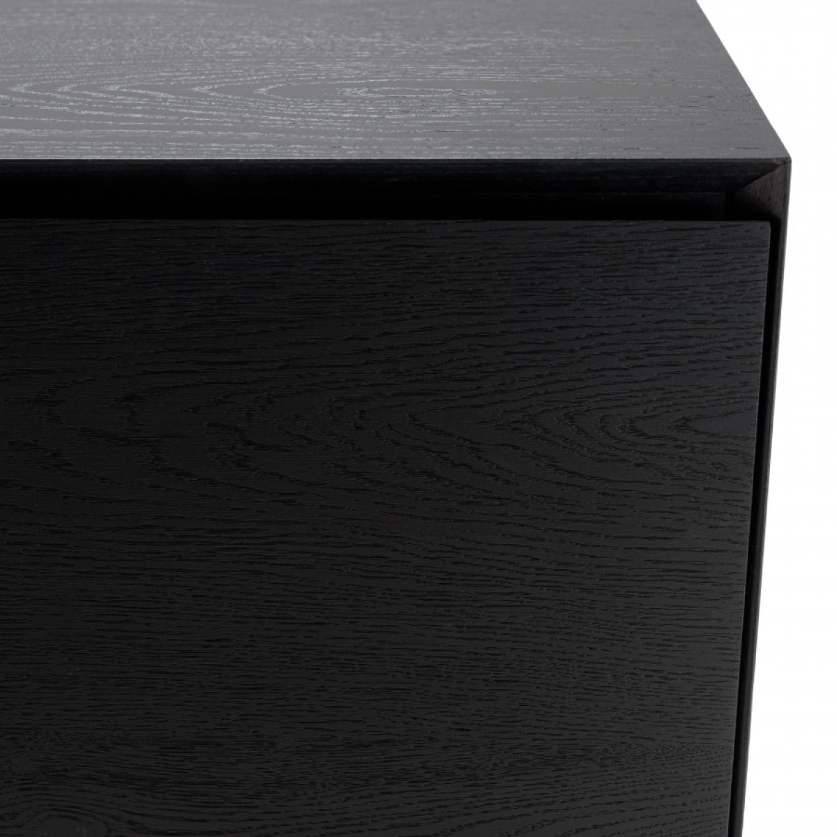 MAXENDRE - Buffet noir 4 portes 6 étagères pieds métal noir