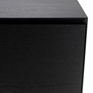 MAXENDRE - Buffet noir 4 portes 6 étagères pieds métal noir