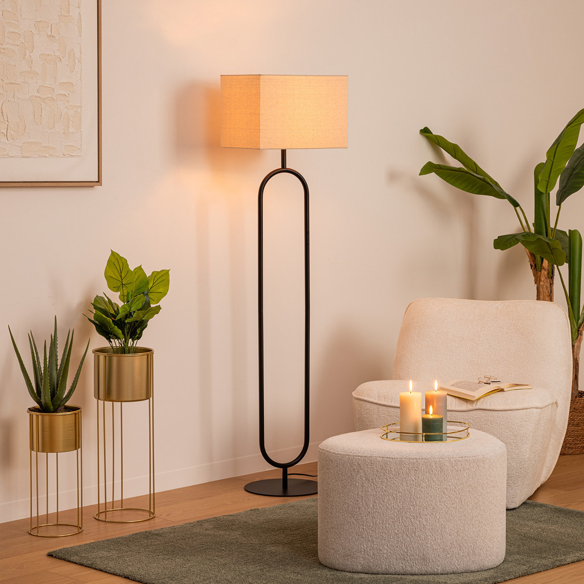 Lampadaire droit Alec noir H154cm