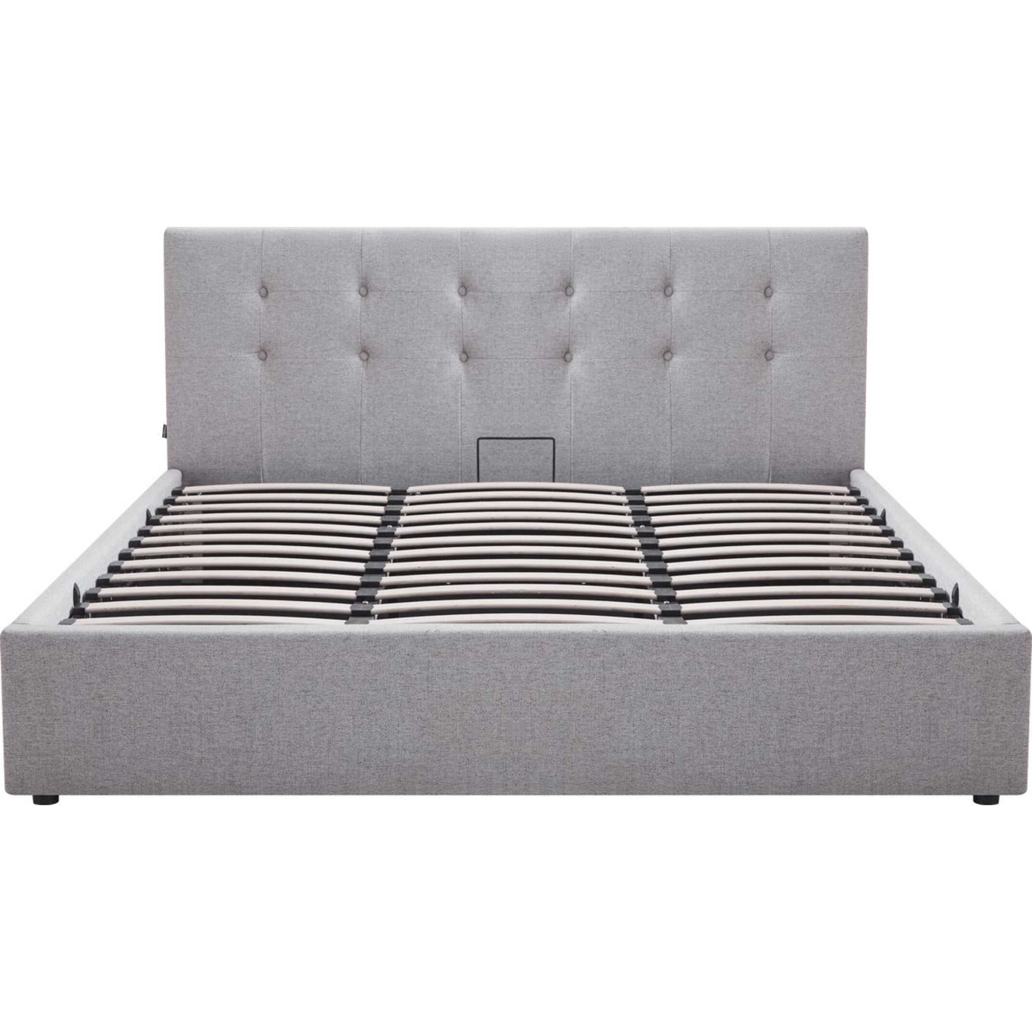 Lit coffre avec tête de lit en tissu - TINA