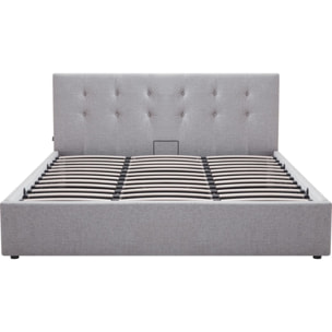 Lit coffre avec tête de lit en tissu - TINA