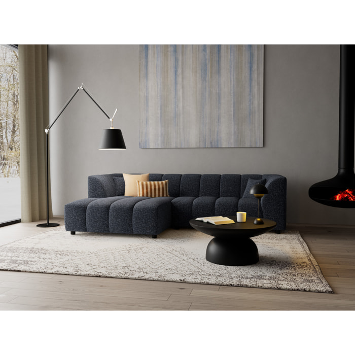 Curtis - canapé d'angle gauche 4 places avec accoudoir en tissu texturé - Bleu