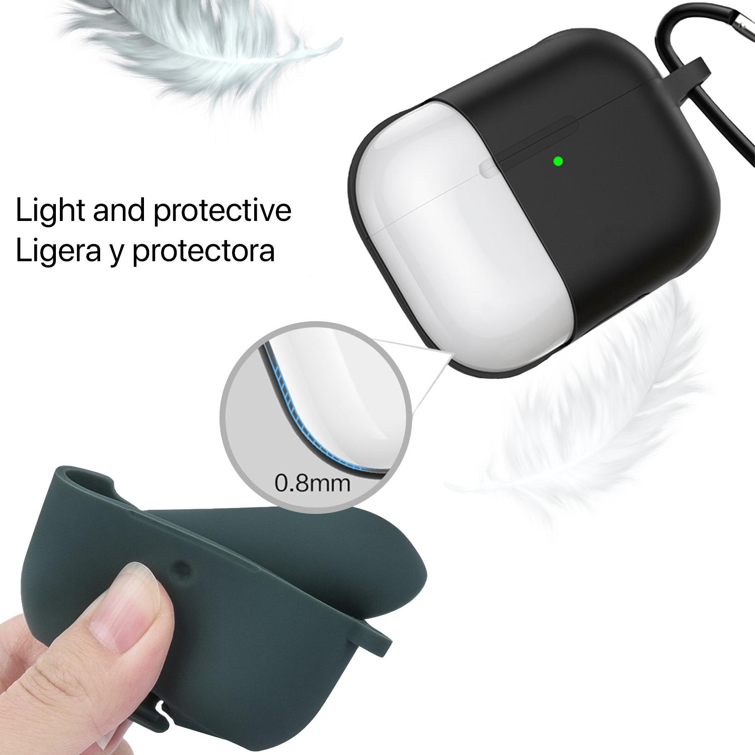 Funda de silicona para base de carga de AirPods Pro, con mosquetón