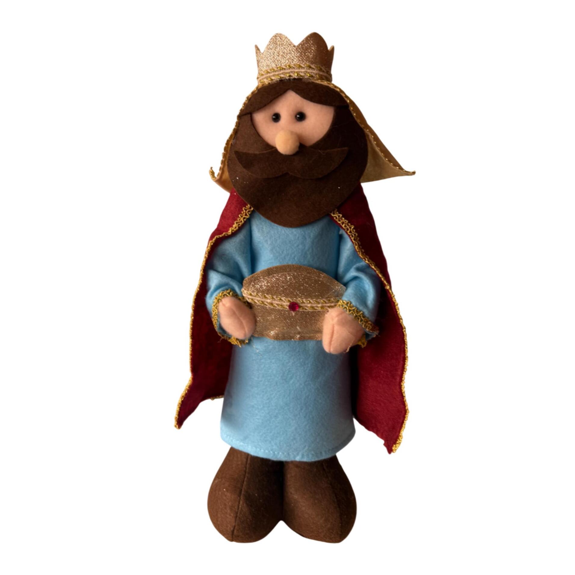 Set de los 3 reyes magos decorativos navideños de h.40cm - con base estable, figuras en poliéster
