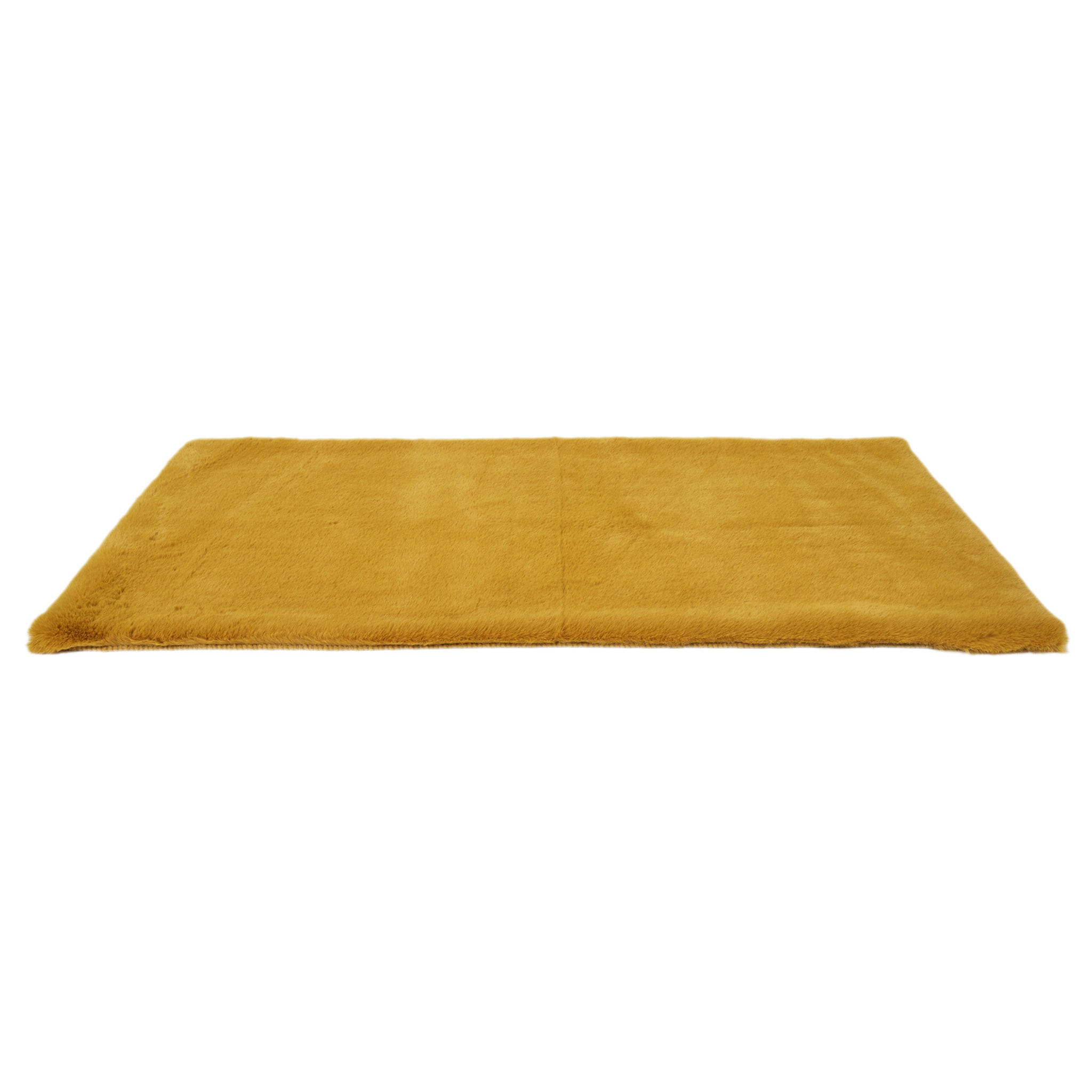 Tapis Imitation Fourrure Fin Moutarde 110x60cm