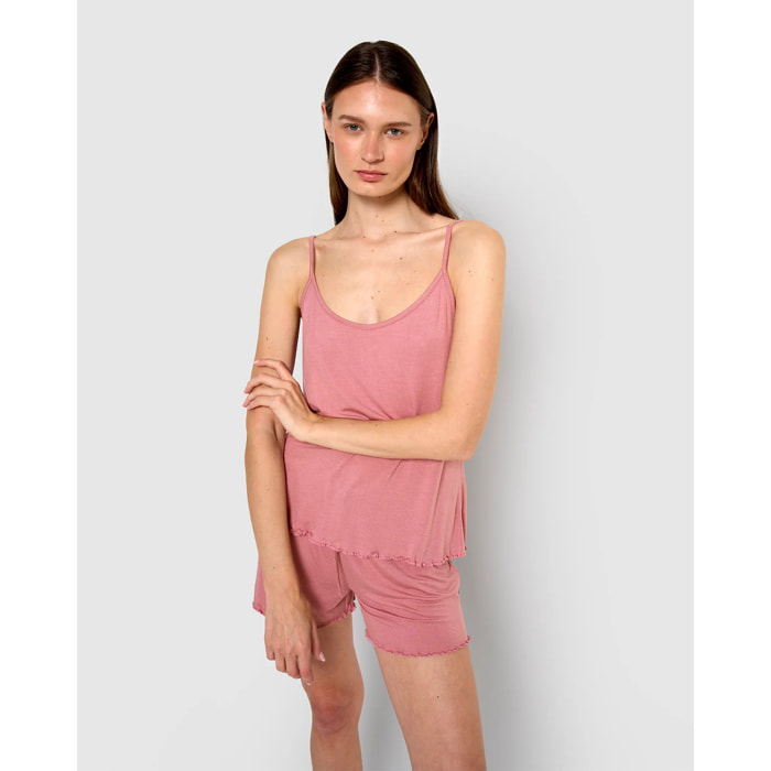Pigiama corto viscosa spalline sottili malva