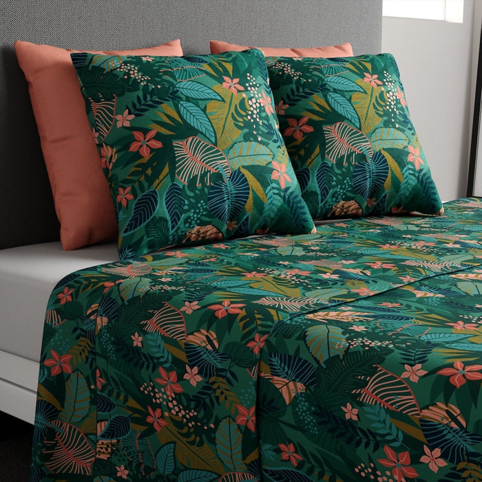 Parure de draps 100% coton imprimé - zania - fougère