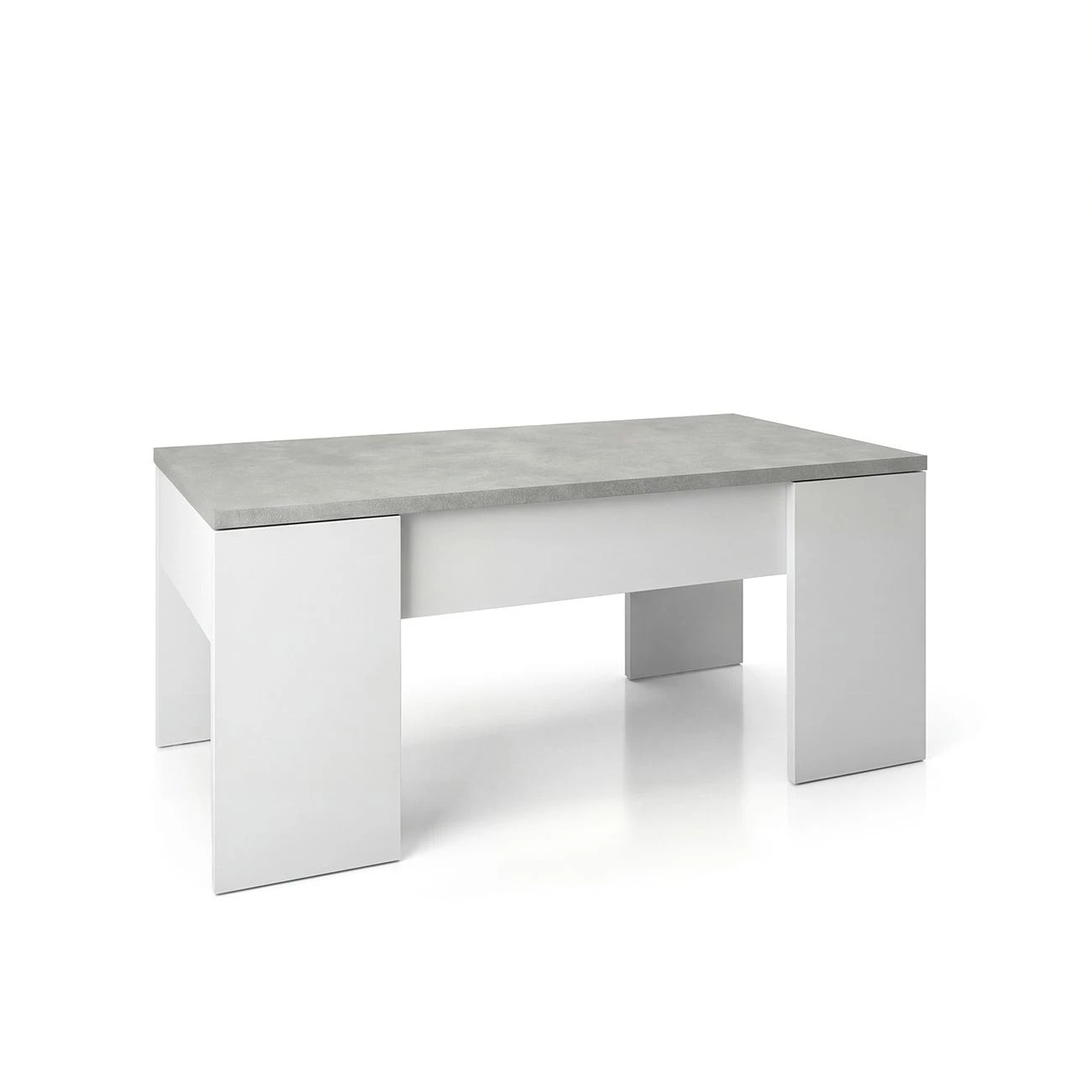 Mesa de centro elevable Vita Blanco Artik (Blanco Mate) - Gris Cemento