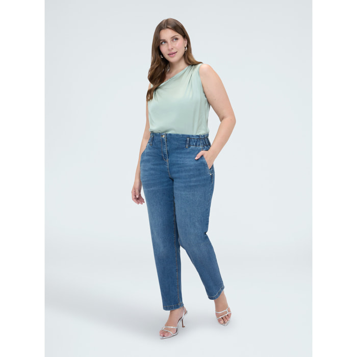 Fiorella Rubino - Jeans Balloon effetto washed - Blu