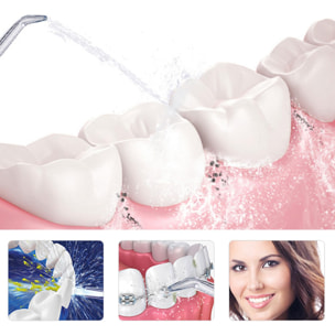 Pulizia orale con irrigatore e bellezza integrale dei tuoi denti. Tecnologia di azionamento ad alta frequenza Con 3 teste.