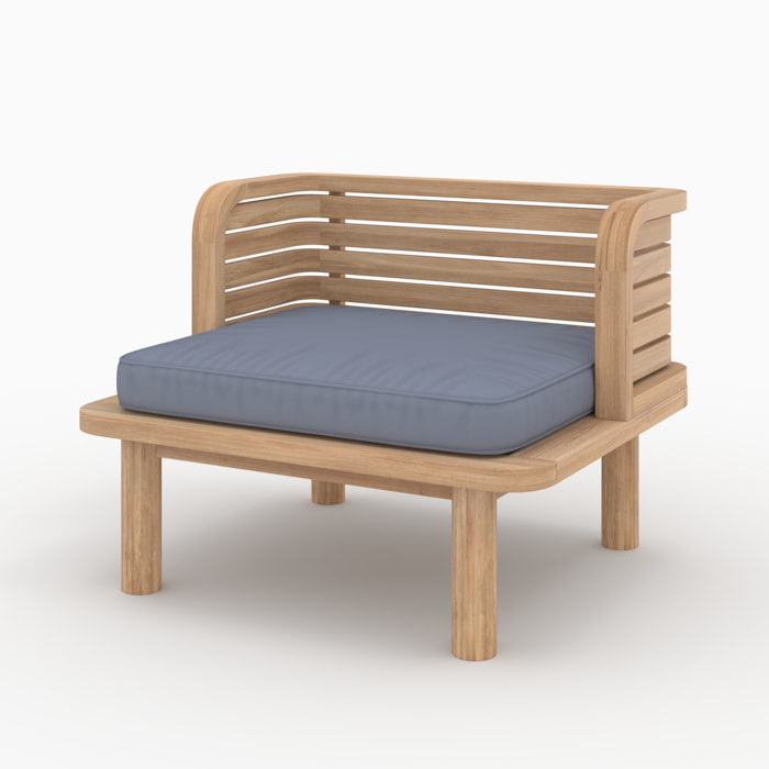 Fauteuil de jardin en teck et coussins gris - Kilda