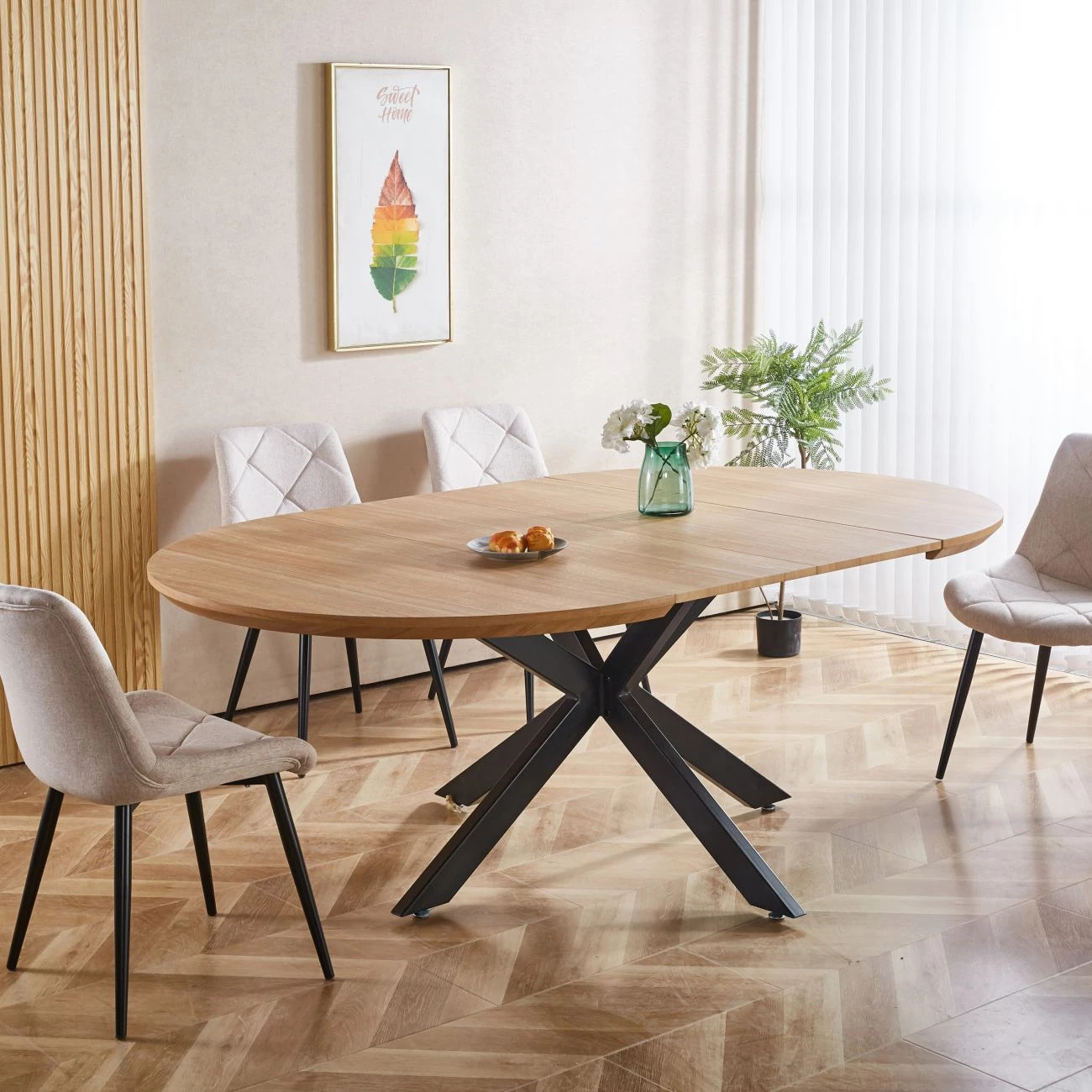 Mesa redonda extensible Asuna Roble Negro