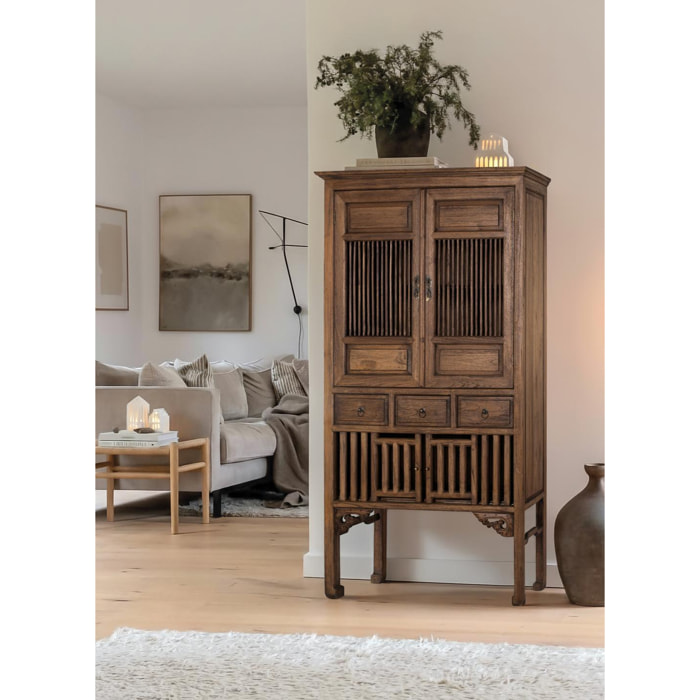 Armario de Madera de Teca 96 Cm Estilo Artesanal Vintage