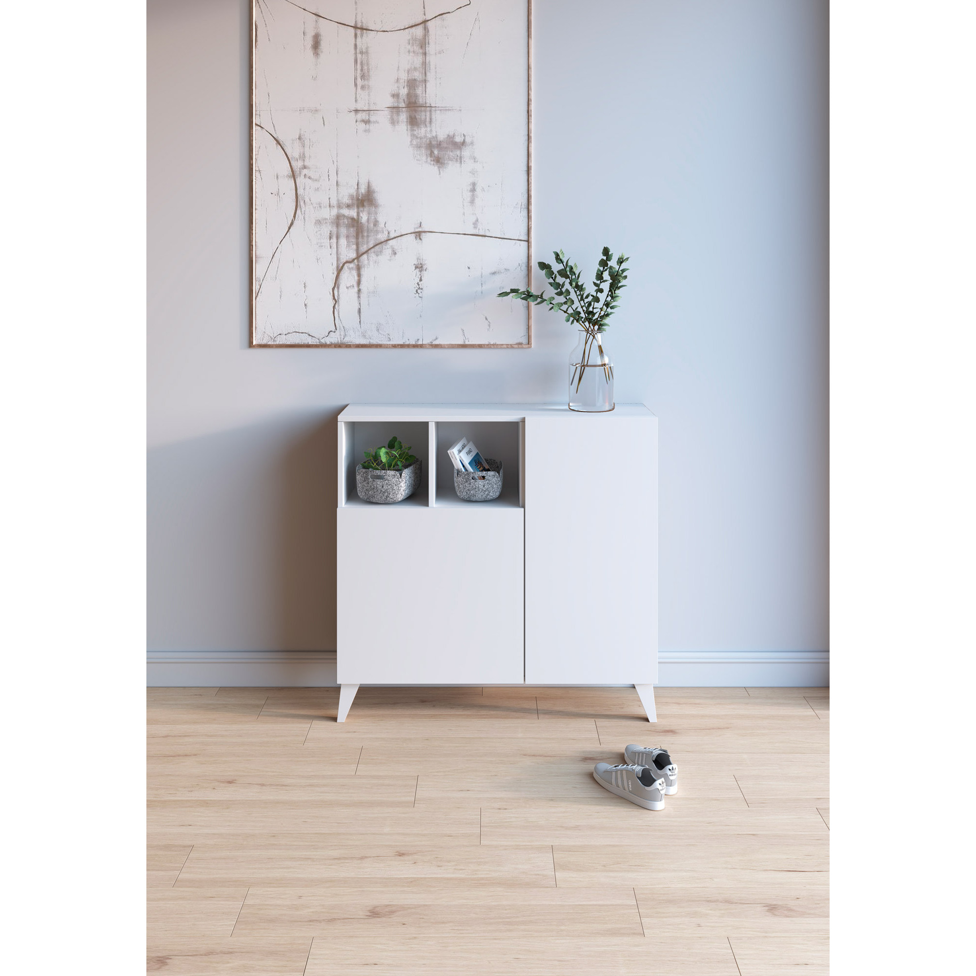 Zapatero Oslo melamina blanco 87x90x27 cm