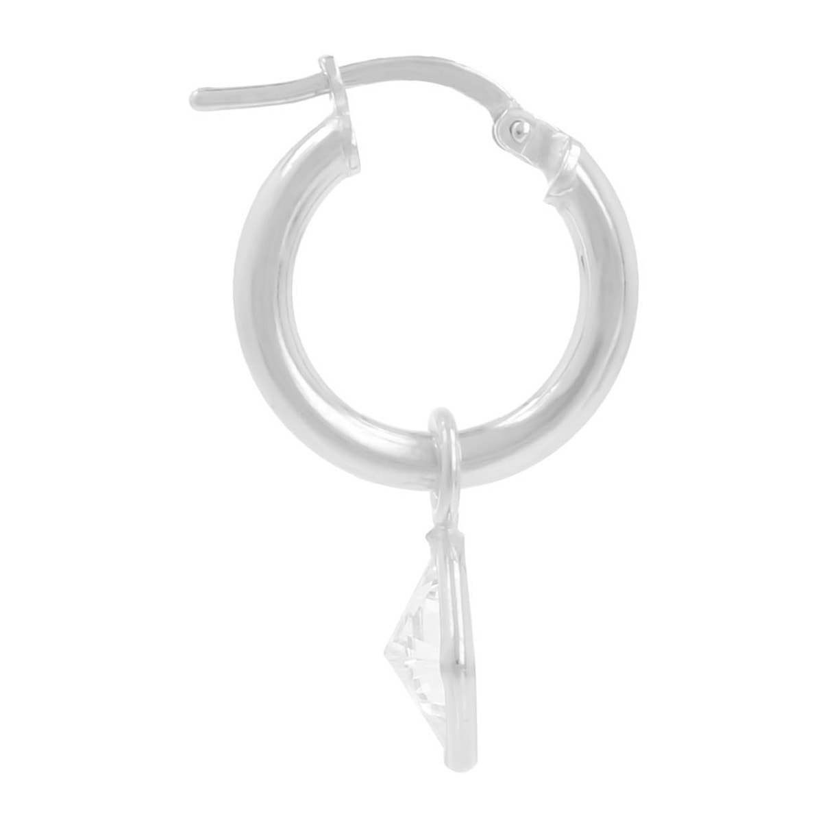 Orecchini a Cerchio in Argento 925 con Ciondolo in Cubic Zirconia