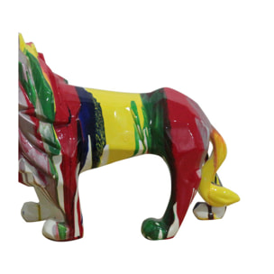 Statue lion en résine avec peinture multicolore H50cm - MUFASA