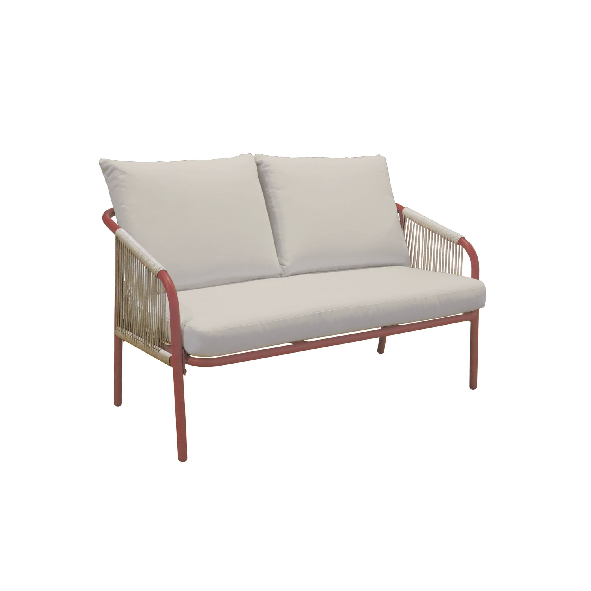 Salon de jardin FIORA en acier. 4 personnes. terracotta et beige