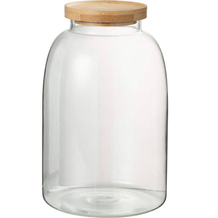 J-Line pot de conservaton Tom - verre/bambou - transparent/naturel - large