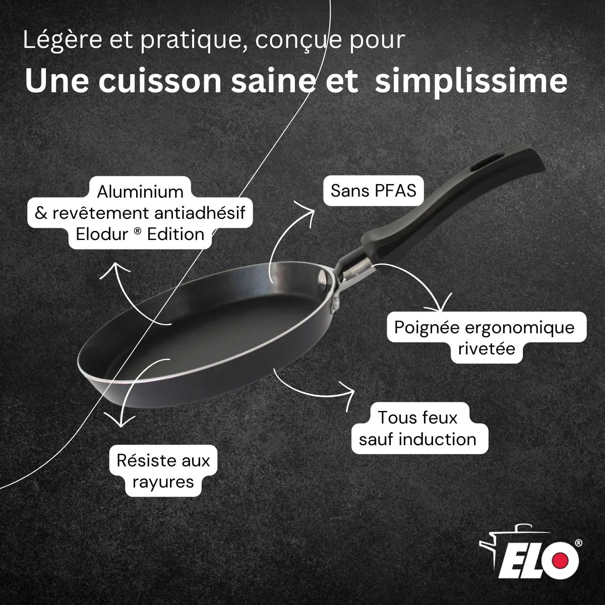 Set de 1 poêle de cuisson 14 cm en aluminium avec 1 ustensiles de cuisine sans PFAS Elo Jewel de luxe