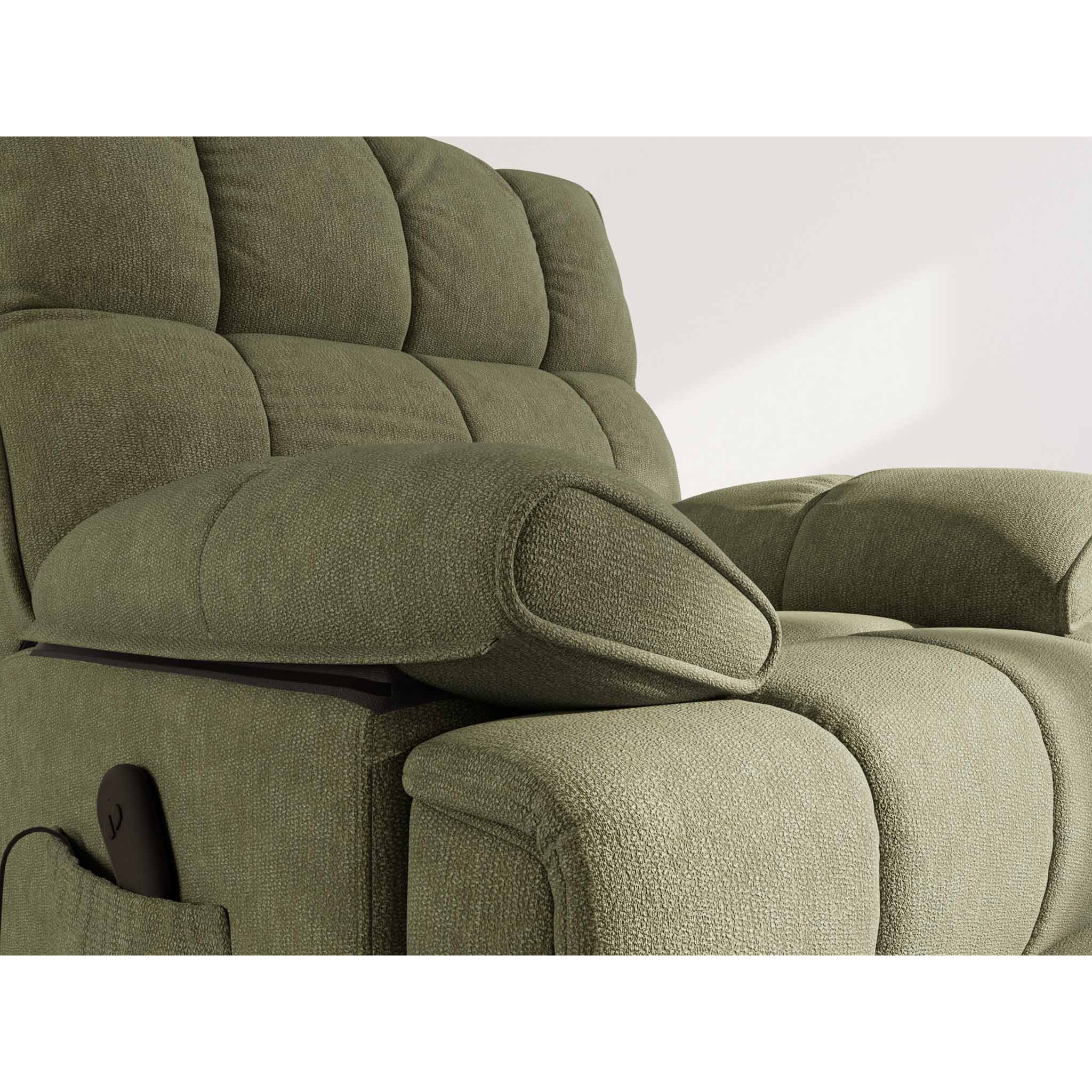 Chandler - Fauteuil relax électrique en velours texturé - Vert