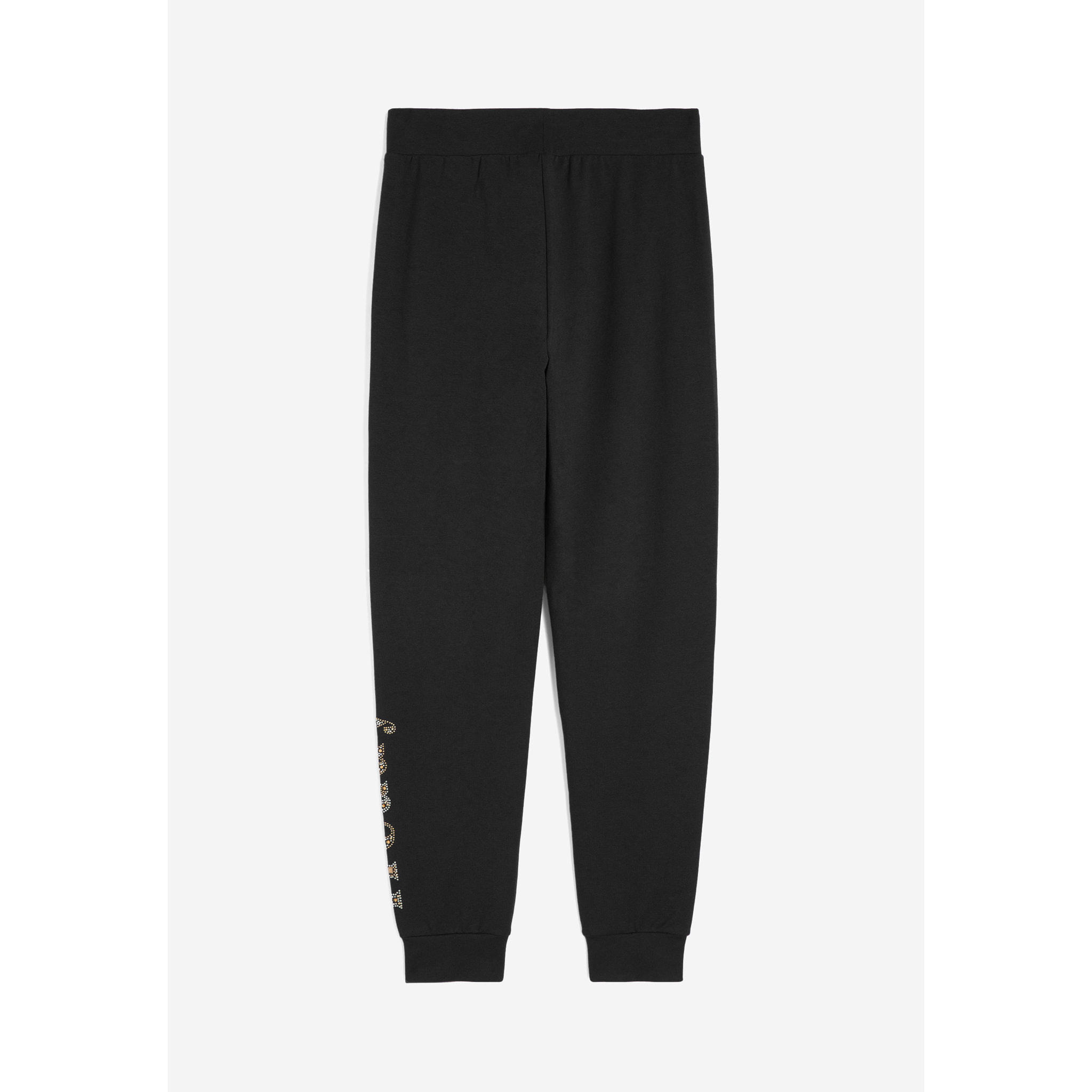 Pantaloni in french terry modal con logo in strass sul fondo