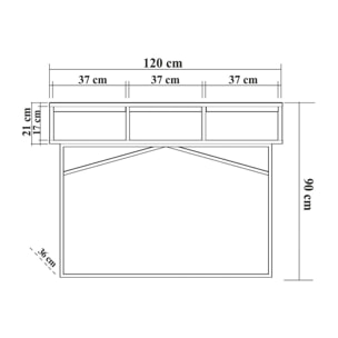 Credenza Dbonfant, Buffet da soggiorno, Madia da salotto, Dispensa da cucina, 120x36h90 cm, Noce e Nero