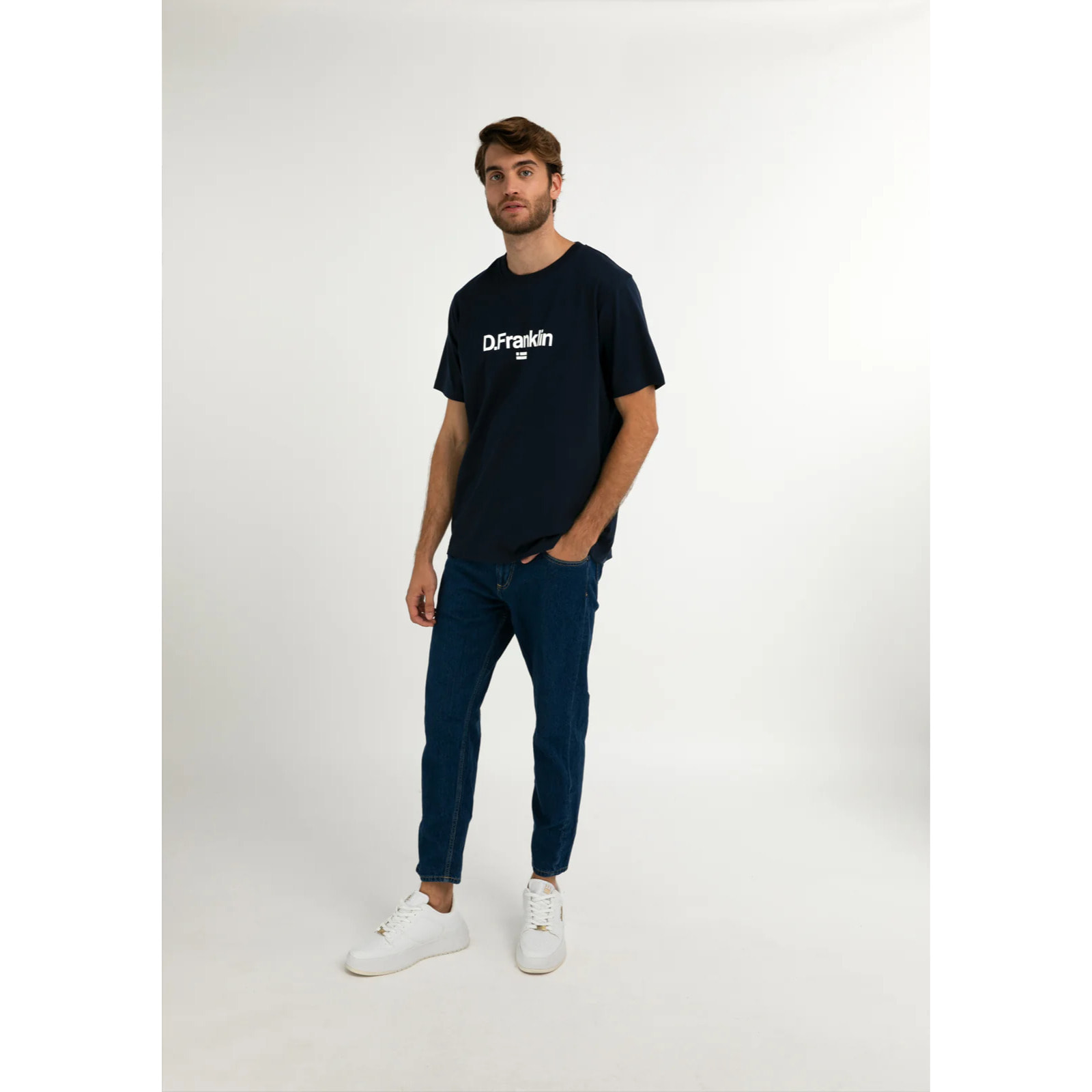 Camiseta Básica Logo Flag en Azul Marino D.Franklin