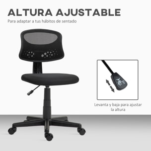 Silla de Oficina sin Brazos Silla de Escritorio Giratoria con Respaldo de Malla Transpirable Altura Ajustable Silla de Despacho Carga 120 kg Negro