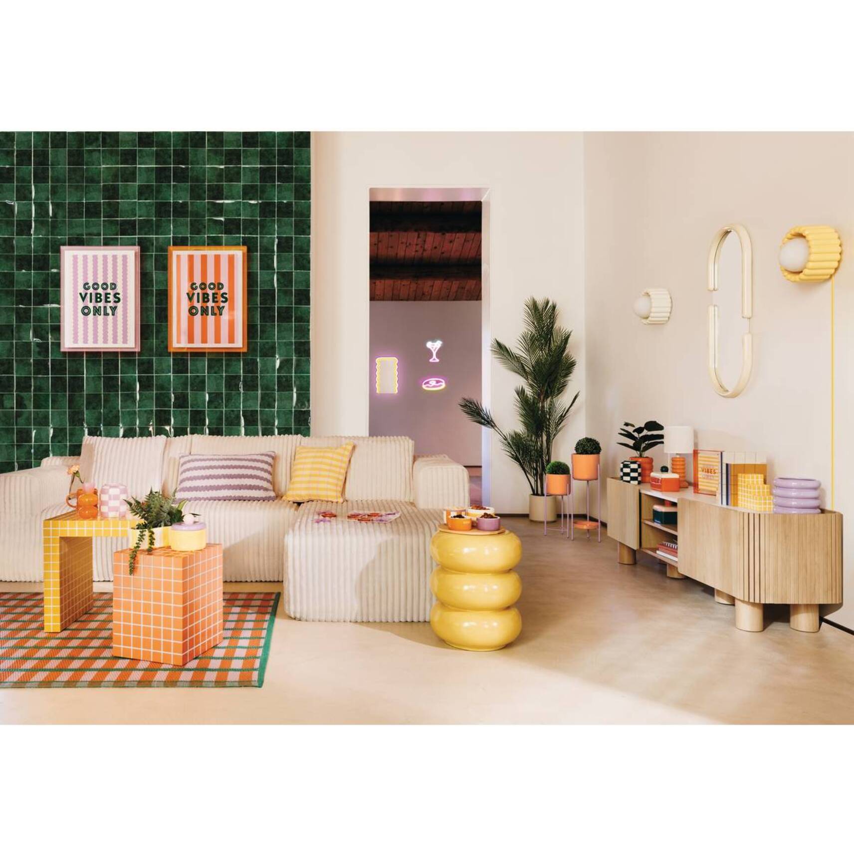 2 stickers muraux Caro carré 25x25cm vert