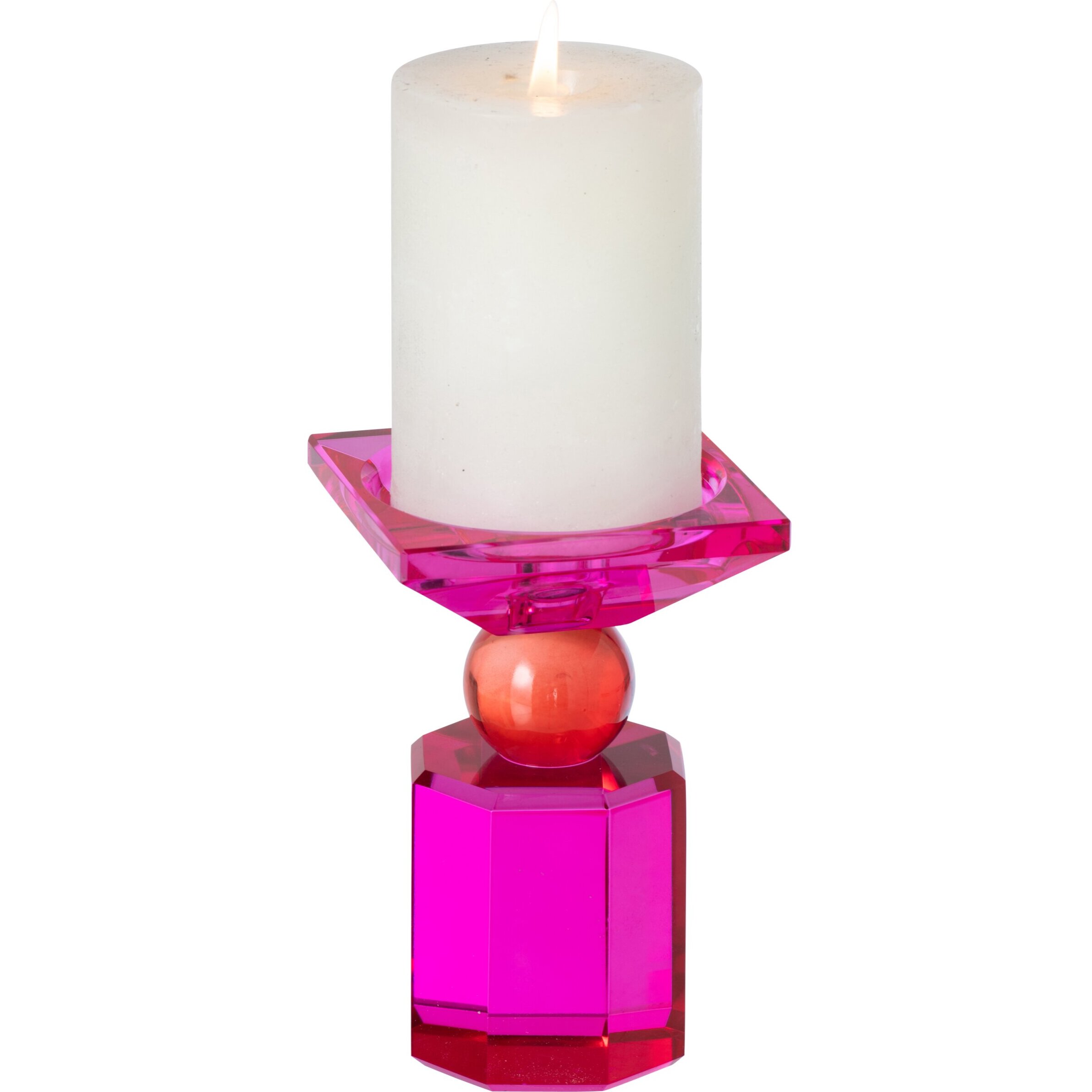 J-Line bougeoir - verre - rouge Noël/fuchsia