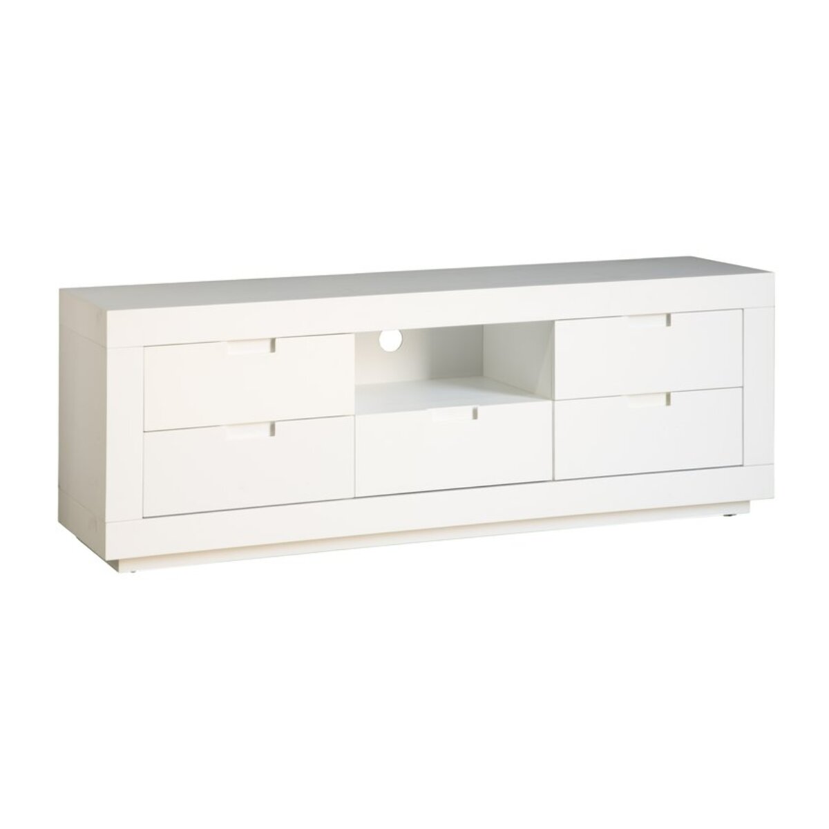 Meuble tv Sisal -bois massif et panneau de mdf-couleur laqué blanc mat 160 x 57 x 40 cm