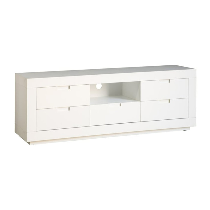 Meuble tv Sisal -bois massif et panneau de mdf-couleur laqué blanc mat 160 x 57 x 40 cm