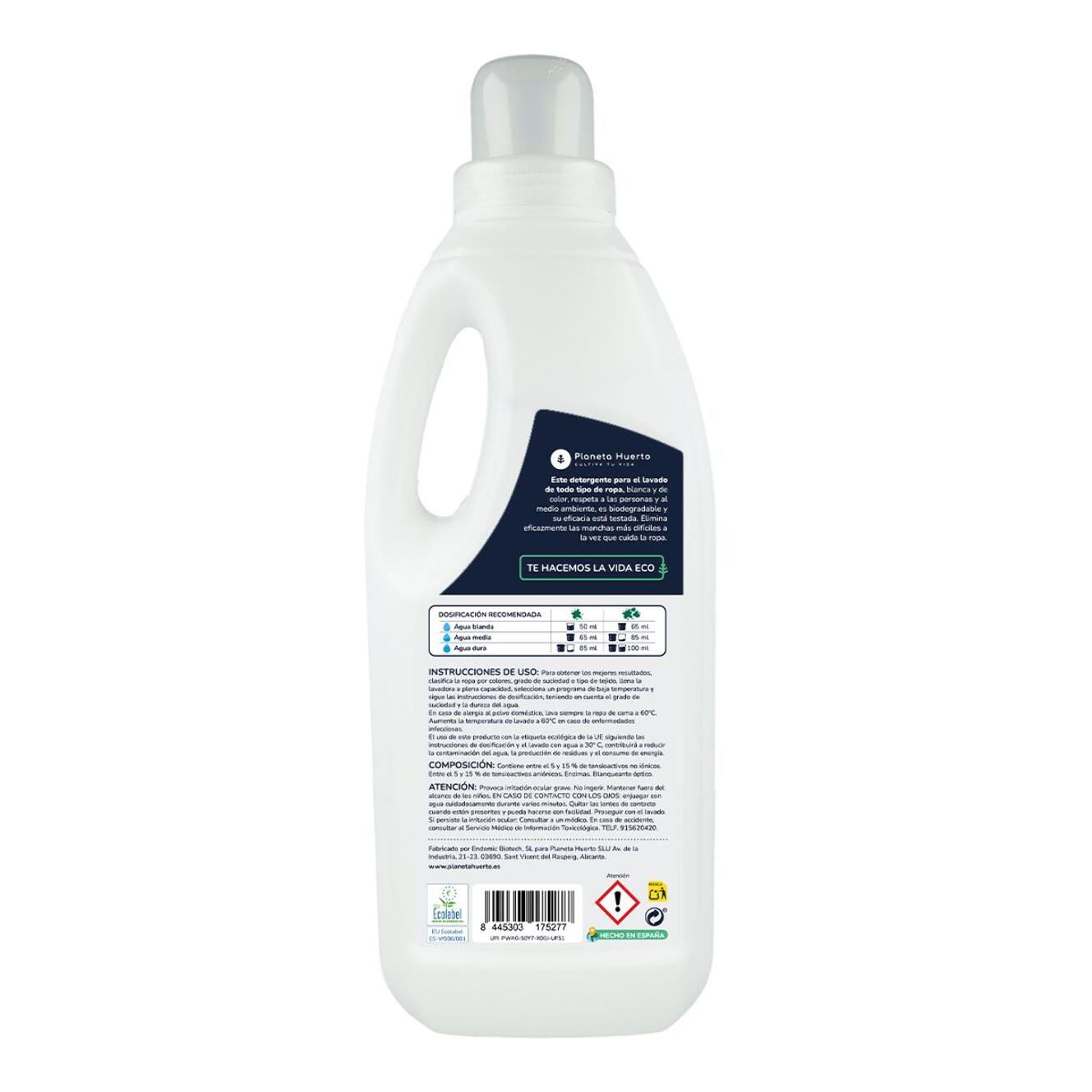 PLANETA HUERTO Pack 6x Detergente Líquido Ropa ECO Sin Perfume 1,5 L – Fórmula Natural y Respetuosa con la Piel