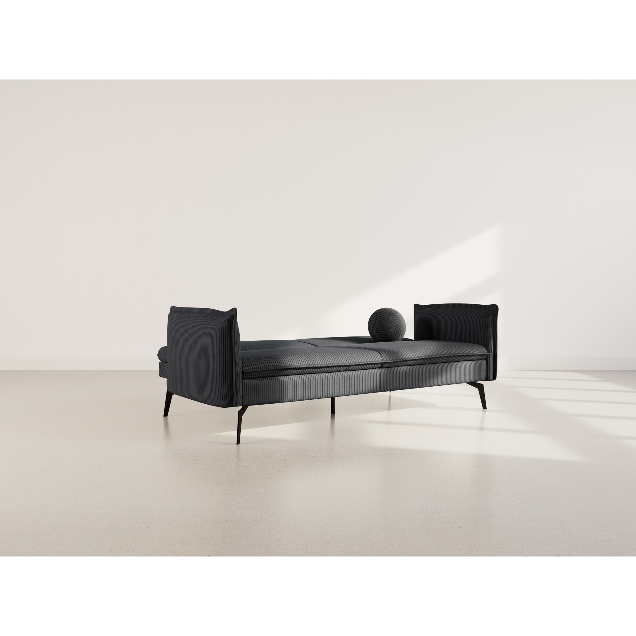 Lexie - Canapé convertible clic-clac 2 places en velours côtelé - Noir