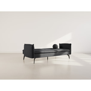 Lexie - Canapé convertible clic-clac 2 places en velours côtelé - Noir