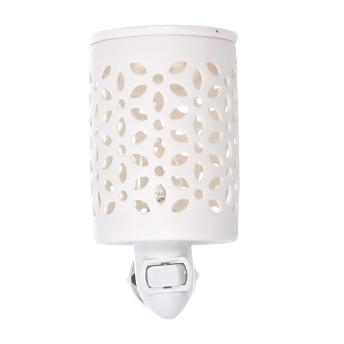 Bruciaessenze plug in ceramica traforato bianco cm10,3x7,2h14