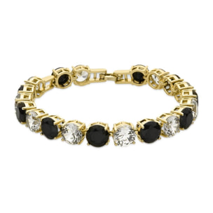 Pulsera con Circonita Onix acabado oro 18k
