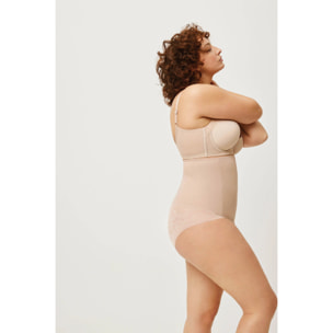 Slip riducente a compressione media a vita alta con pizzo beige