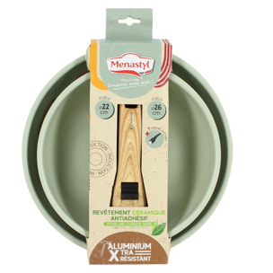 Lot de 2 poêles céladon revêtement céramique - Tous feux COLORAMA